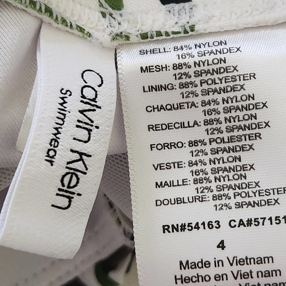 Calvin Klein Swimsuit 1pc One Piece Olive Multi Tropic Rainforest Women's Size 4 - Picture 7 of 7